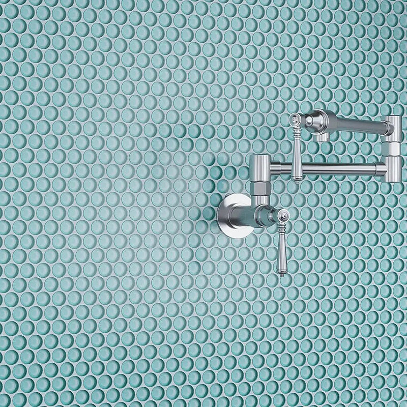 Sky Blue 12x12 Glossy Penny Round Glass Mosaic Tile (5 pack, 5 sq ft/case) by Apollo Tile