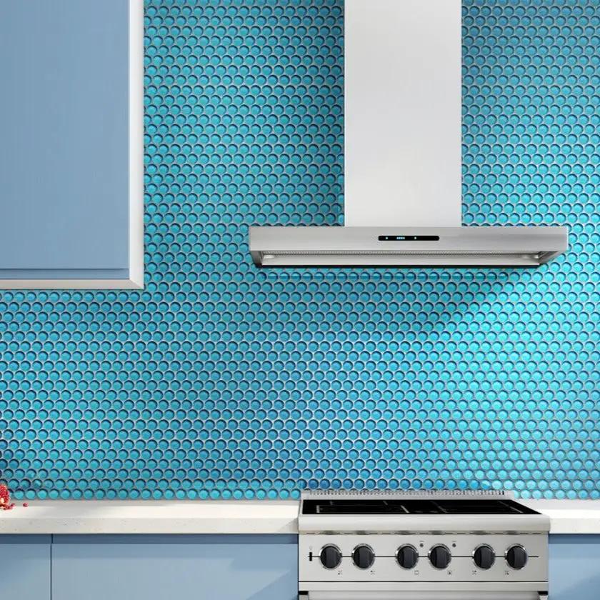 Sapphire Blue 12x12 Glossy Penny Round Glass Mosaic Tile (5 pack, 5 sq ft/case) by Apollo Tile
