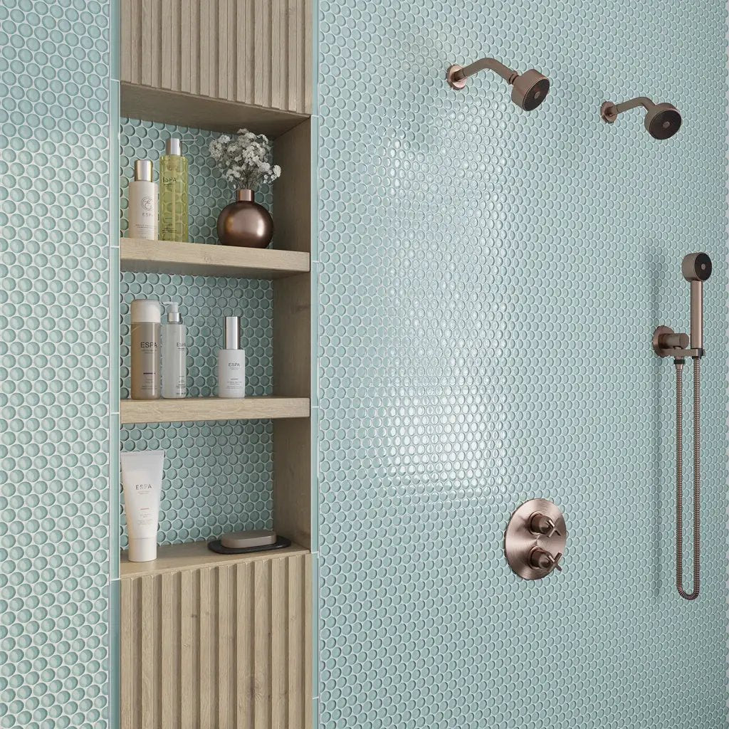 Blizzard Blue 12x12 Glossy Penny Round Glass Mosaic Tile (5 pack, 5 sq ft/case) by Apollo Tile