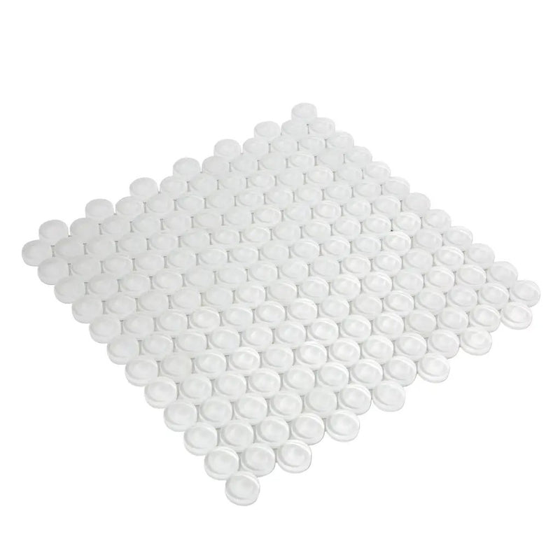 White 12x12 Glossy Penny Round Glass Mosaic Tile (5 pack, 5 sq ft/case) by Apollo Tile