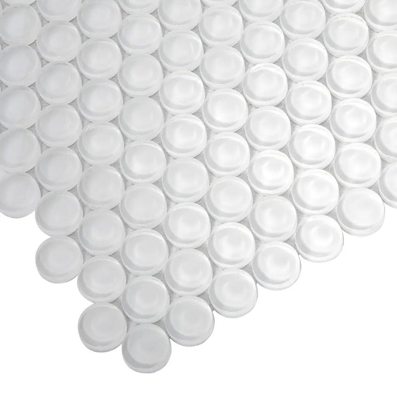 White 12x12 Glossy Penny Round Glass Mosaic Tile (5 pack, 5 sq ft/case) by Apollo Tile