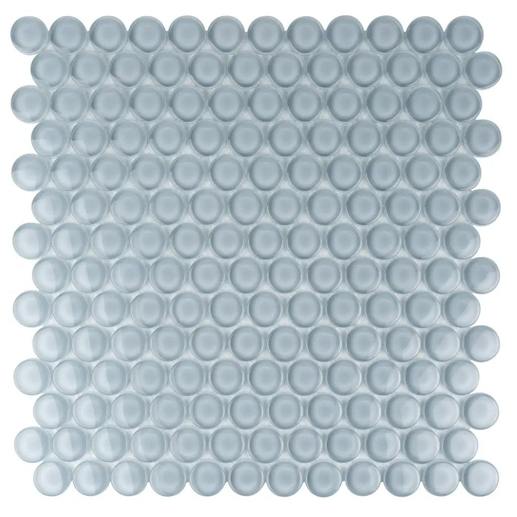 Gray 12x12 Glossy Penny Round Glass Mosaic Tile (5 pack, 5 sq ft/case) by Apollo Tile