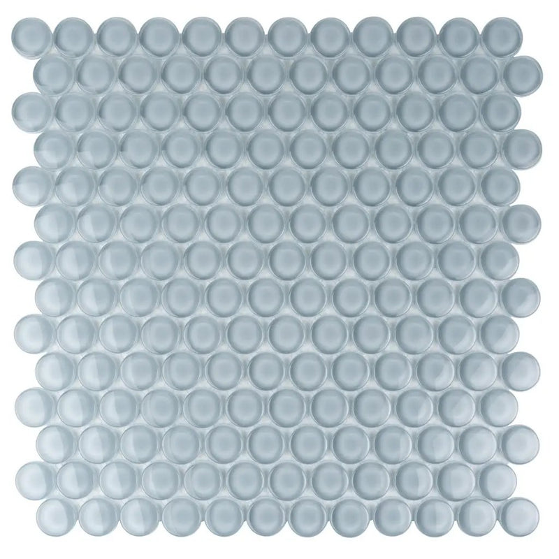 Gray 12x12 Glossy Penny Round Glass Mosaic Tile (5 pack, 5 sq ft/case) by Apollo Tile