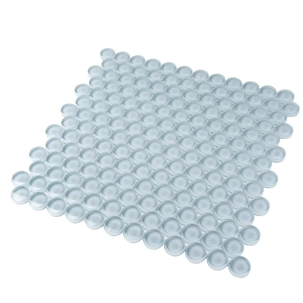 Gray 12x12 Glossy Penny Round Glass Mosaic Tile (5 pack, 5 sq ft/case) by Apollo Tile
