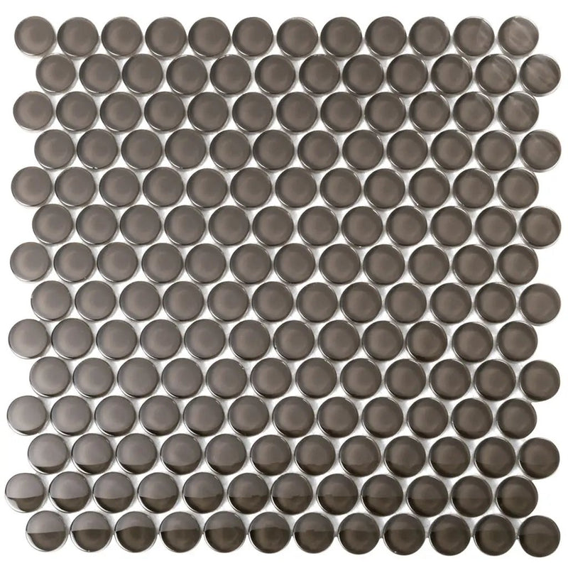 Ash Gray 12x12 Glossy Penny Round Glass Mosaic Tile (5 pack, 5 sq ft/case) by Apollo Tile