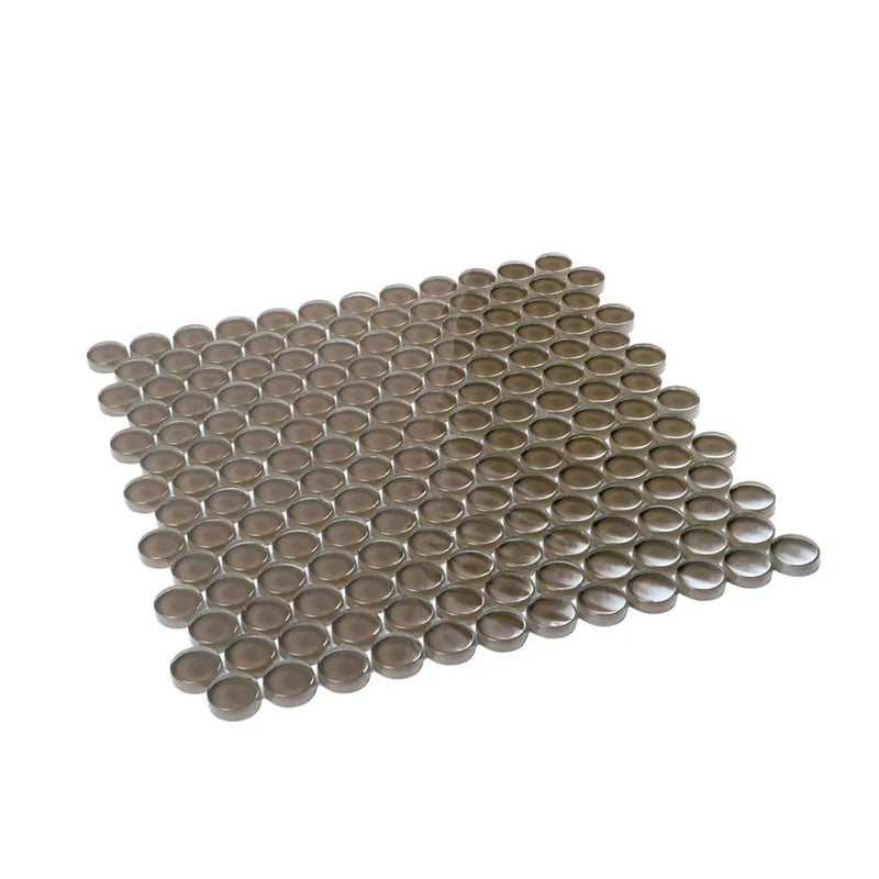 Ash Gray 12x12 Glossy Penny Round Glass Mosaic Tile (5 pack, 5 sq ft/case) by Apollo Tile