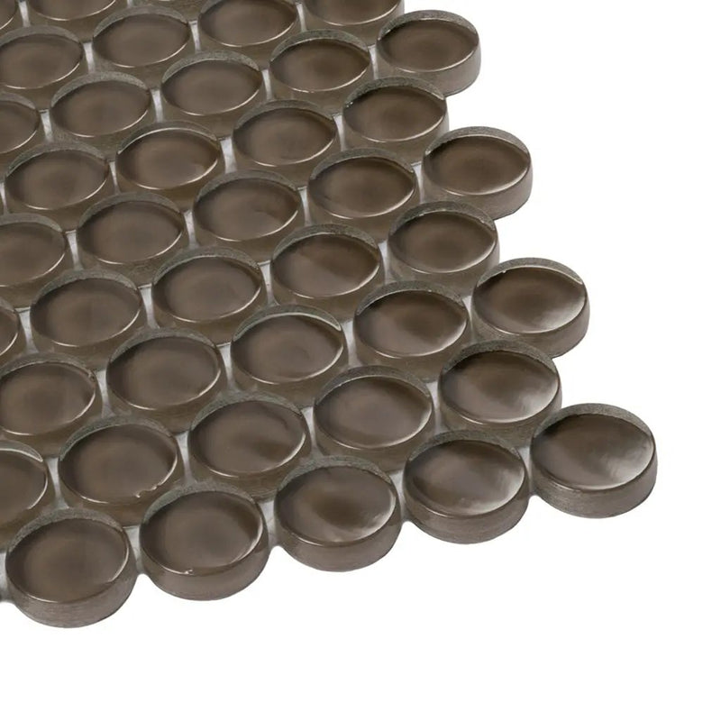 Ash Gray 12x12 Glossy Penny Round Glass Mosaic Tile (5 pack, 5 sq ft/case) by Apollo Tile
