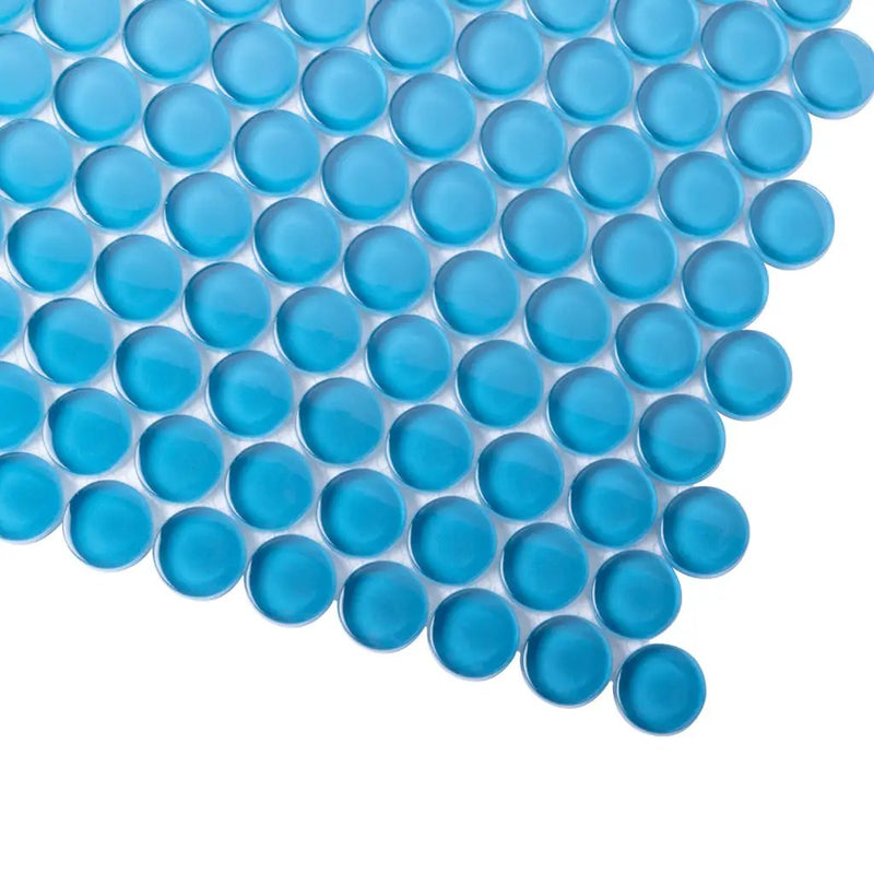 Cerulean Blue 12x12 Glossy Penny Round Glass Mosaic Tile (5 pack, 5 sq ft/case) by Apollo Tile