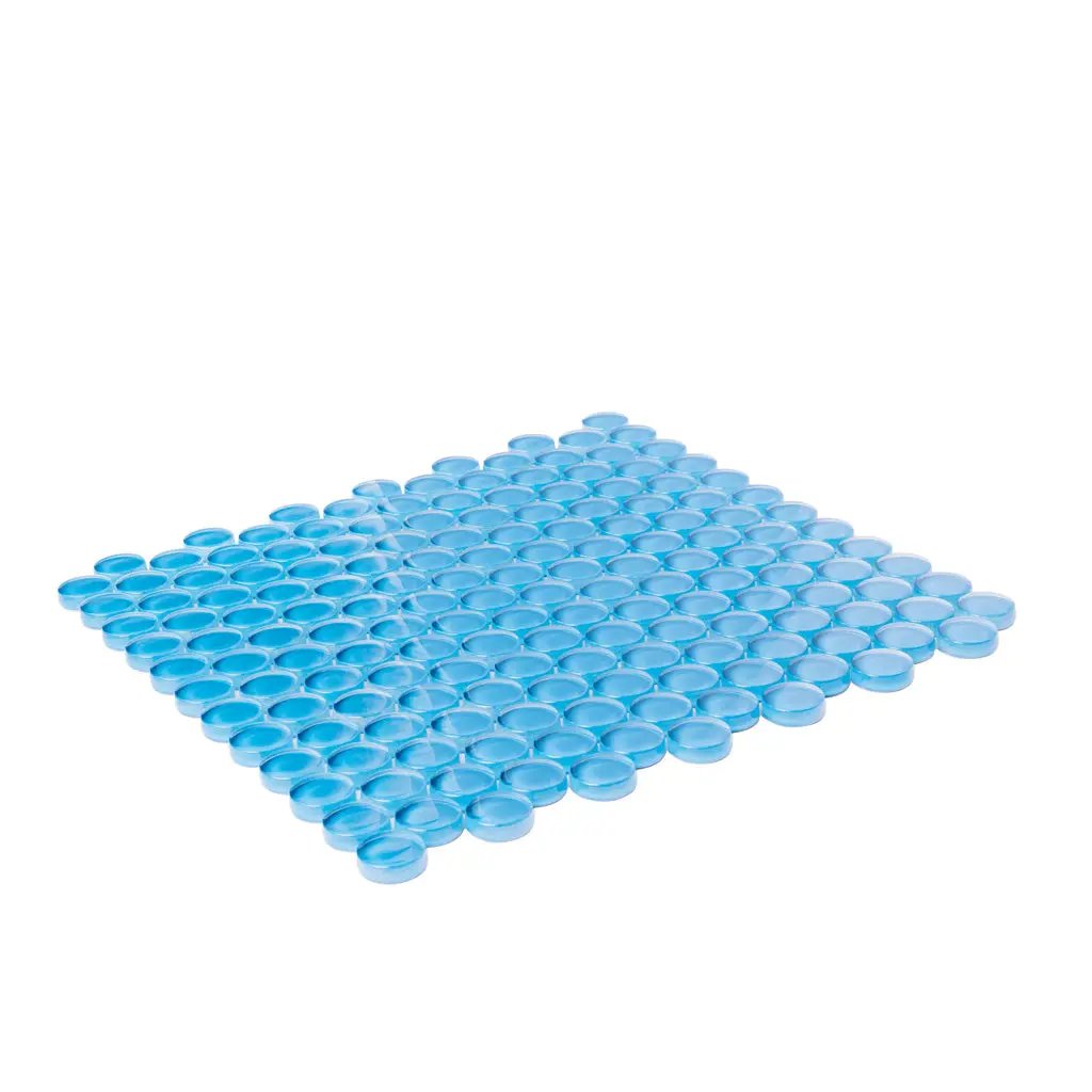 Cerulean Blue 12x12 Glossy Penny Round Glass Mosaic Tile (5 pack, 5 sq ft/case) by Apollo Tile