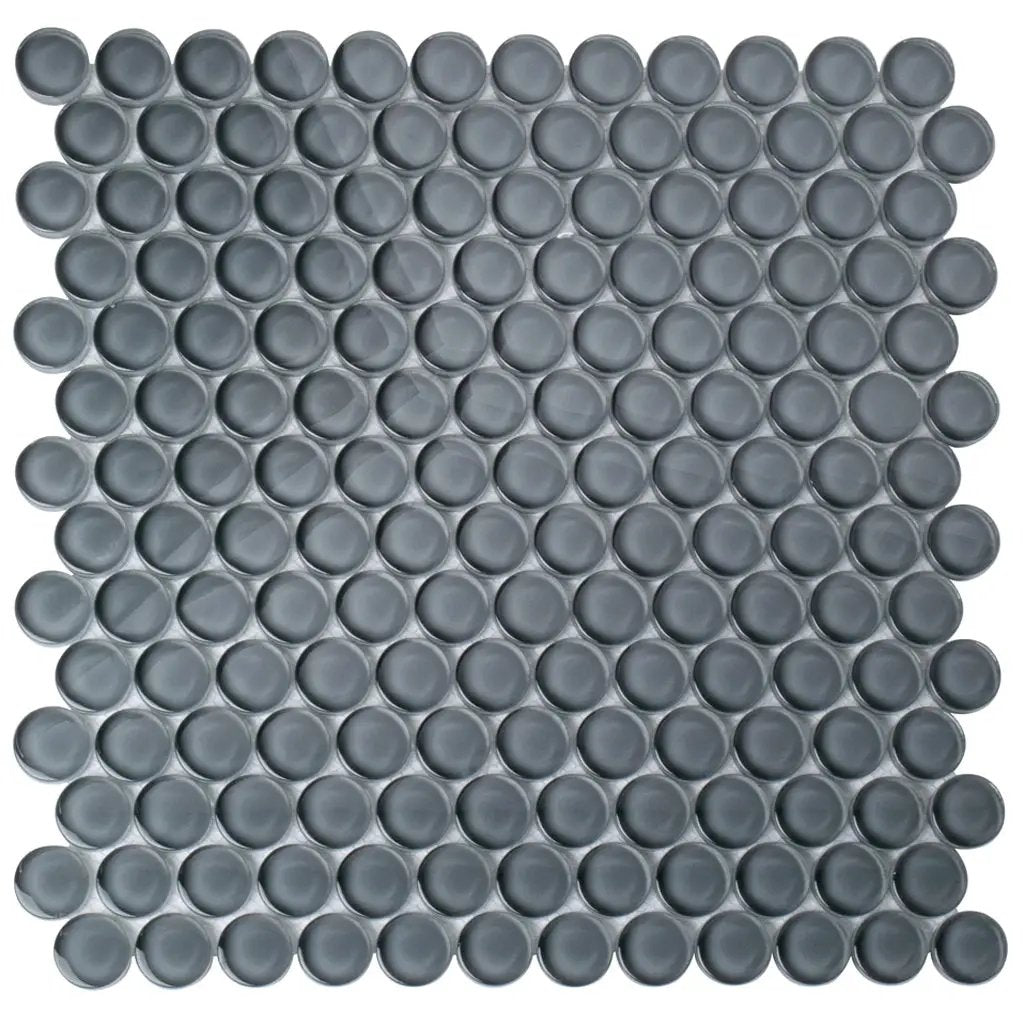 Coin Gray 12x12 Glossy Penny Round Glass Mosaic Tile (5 pack, 5 sq ft/case) by Apollo Tile