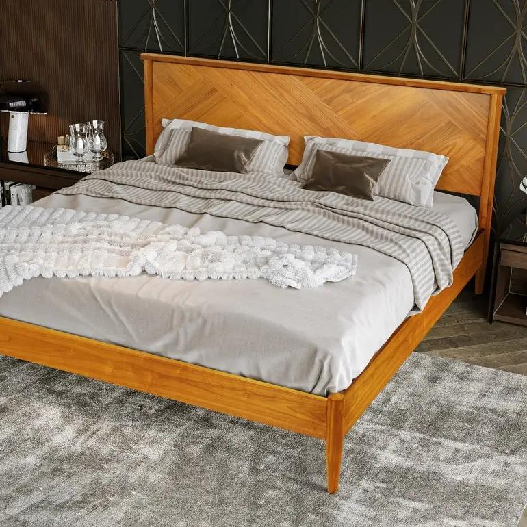 Panthera Solid Wood Bed Frame With Headboard by Megsu
