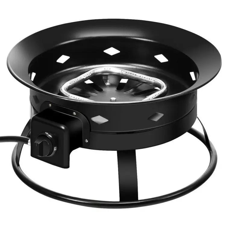 Portable Outdoor Black Metal Propane Fire Pit with Cover and Carry Kit by HomePacific