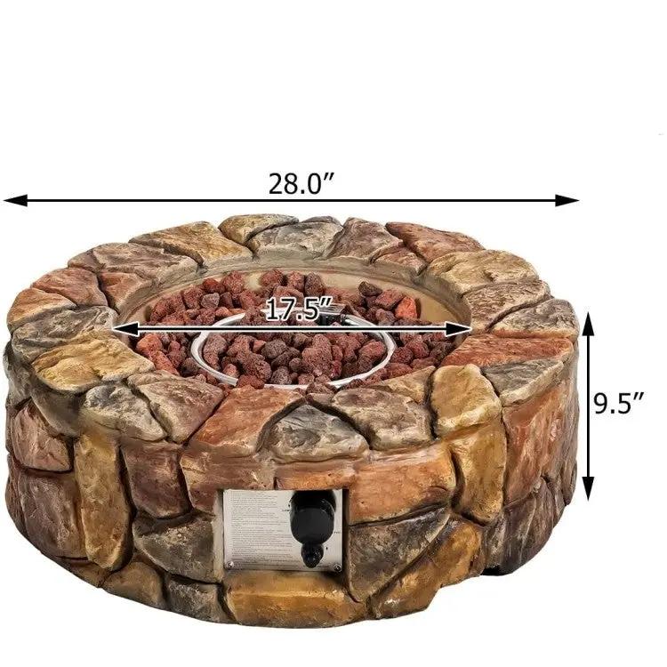 40,000 BTU Outdoor Circle Stone Gas Propane Fire Pit by HomePacific