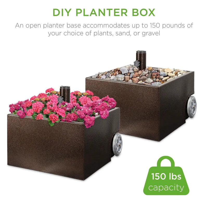 Portable Wheeled Powder Coated Steel Umbrella Base Stand / Planter Box by HomePacific