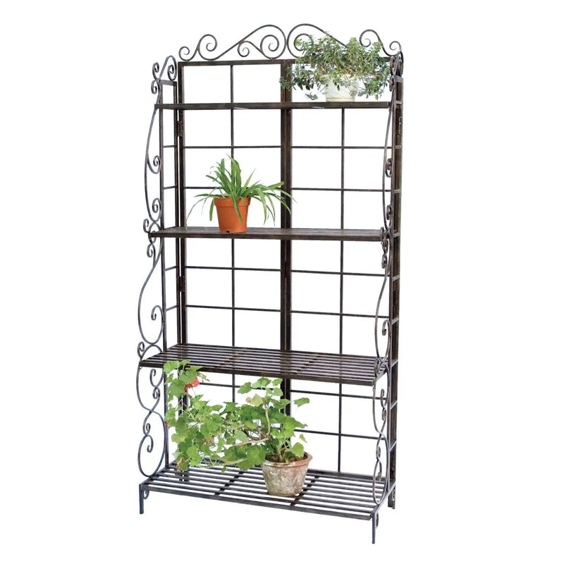 Black Metal Indoor Outdoor Planter Stand with 4 Shelves by HomePacific