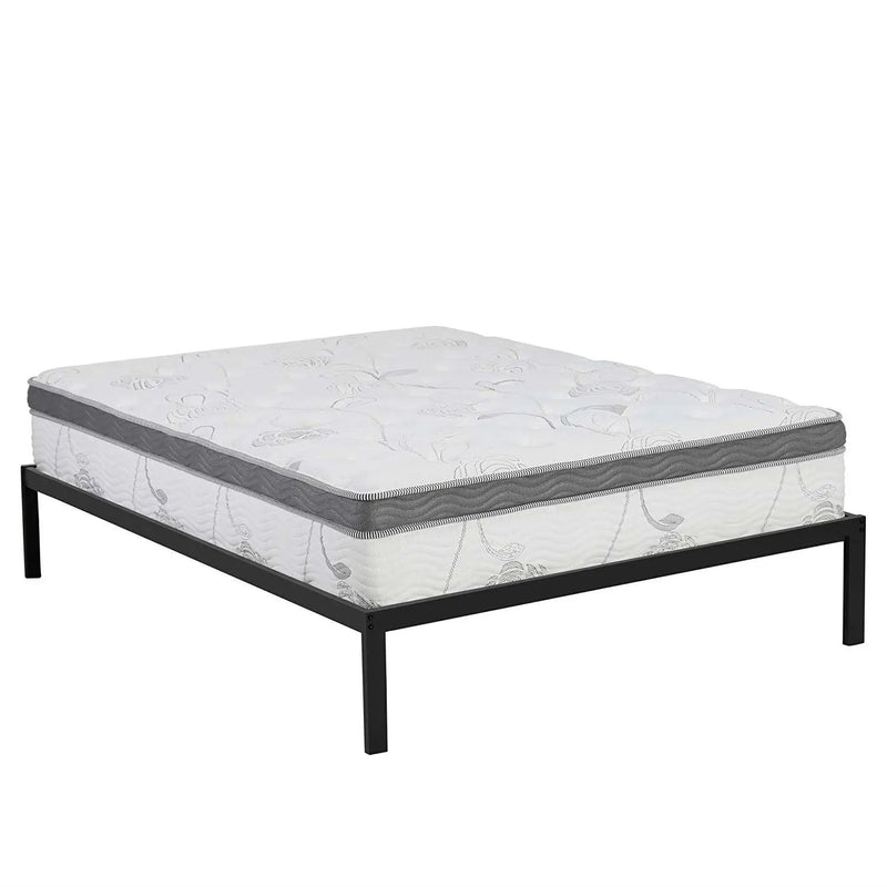 Queen size Steel Metal Platform Bed Frame with Wood Slats by HomePacific