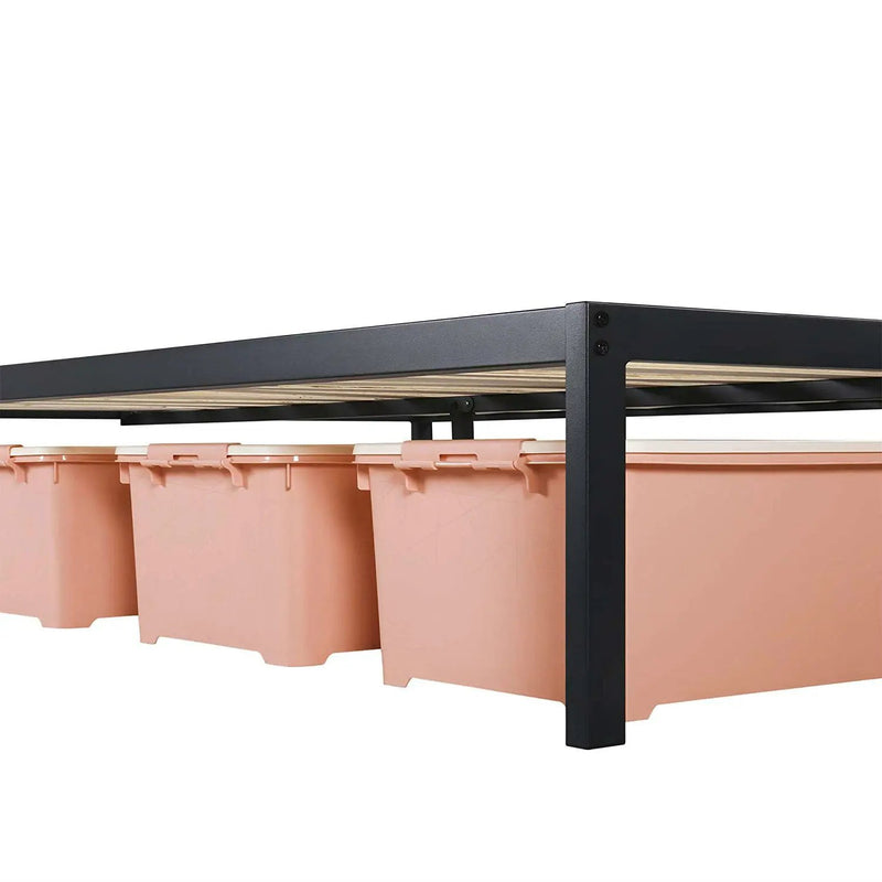 Queen size Steel Metal Platform Bed Frame with Wood Slats by HomePacific