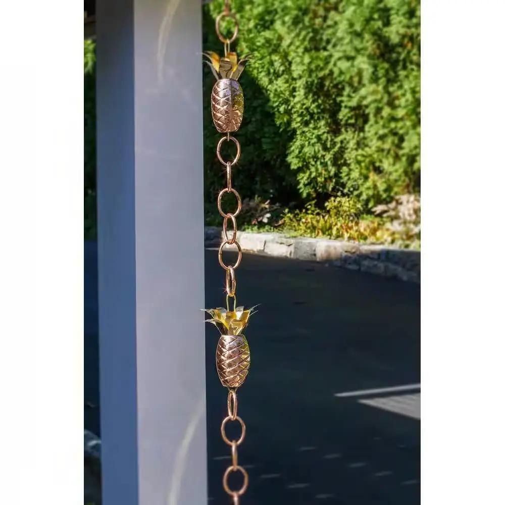 8.5 Ft. Copper Pineapple Rain Chain Gutter Downspout - Basin Not Included by HomePacific