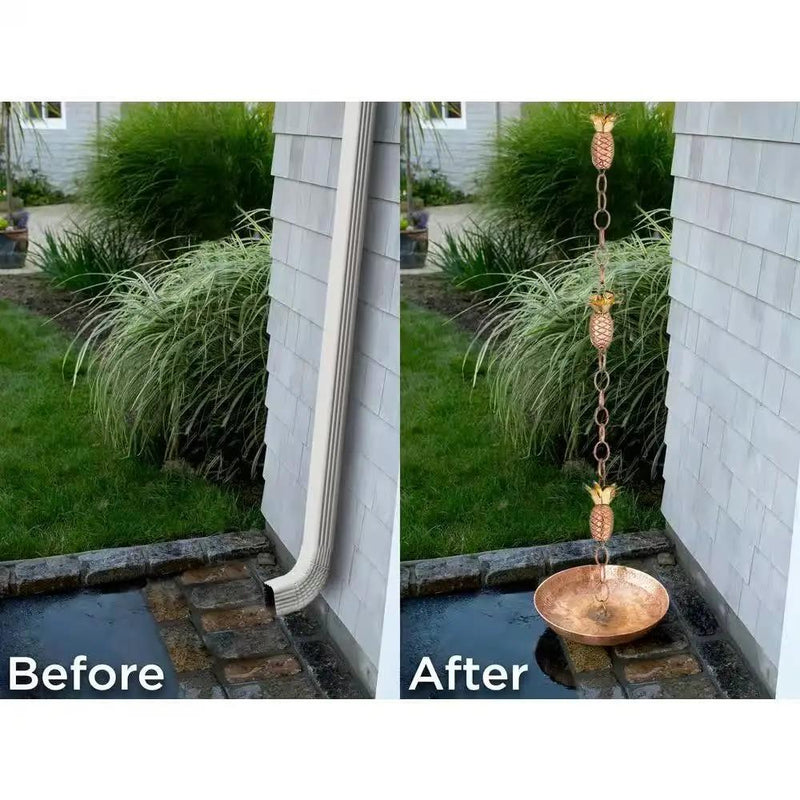 8.5 Ft. Copper Pineapple Rain Chain Gutter Downspout - Basin Not Included by HomePacific
