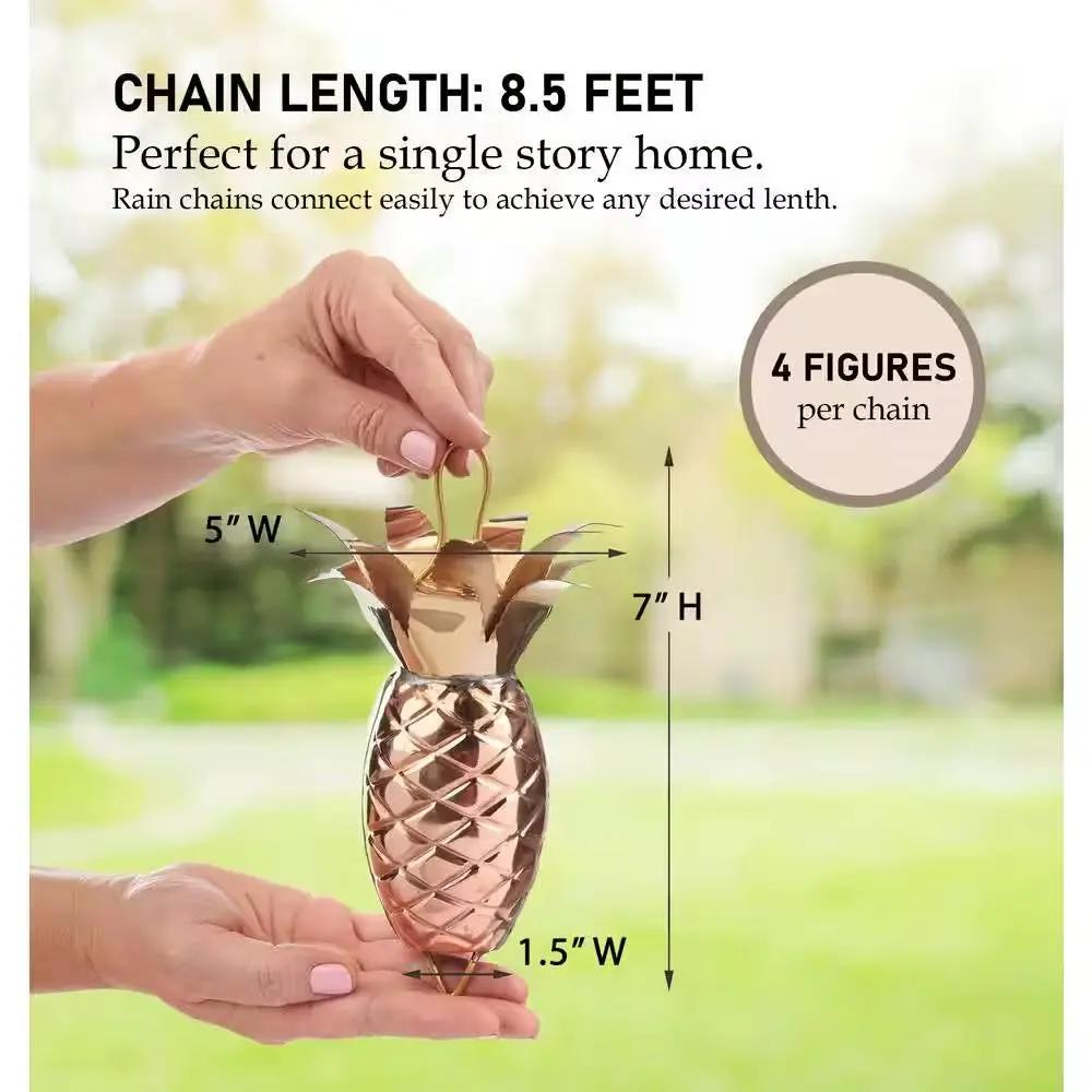 8.5 Ft. Copper Pineapple Rain Chain Gutter Downspout - Basin Not Included by HomePacific