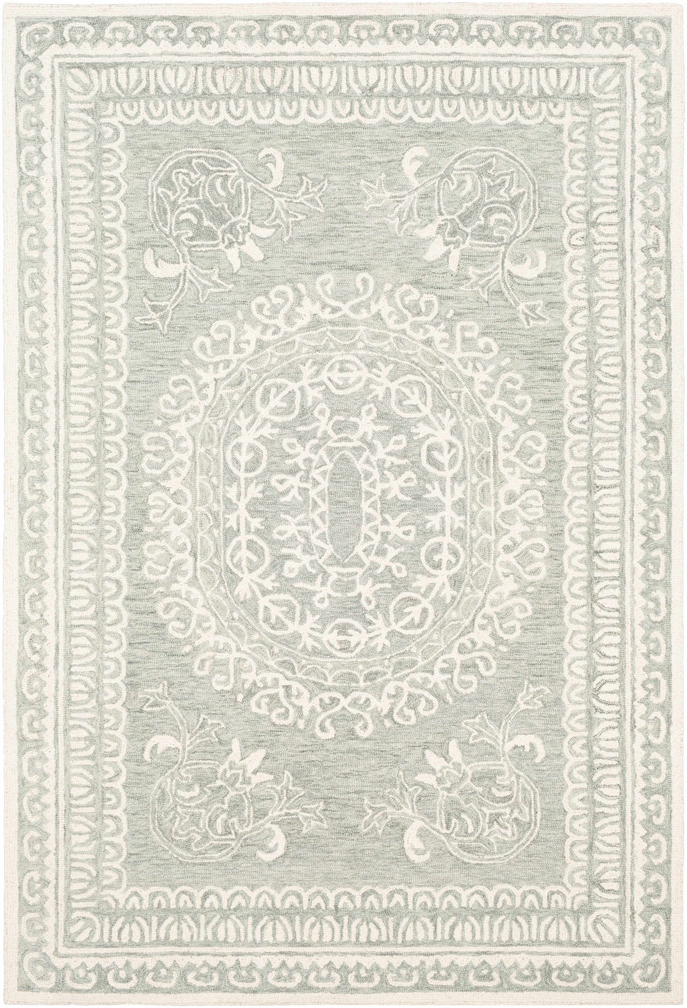 Parson Ivory/Sage Wool Area Rug by Boutique Rugs