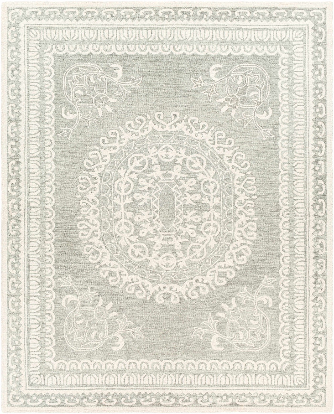 Parson Ivory/Sage Wool Area Rug by Boutique Rugs