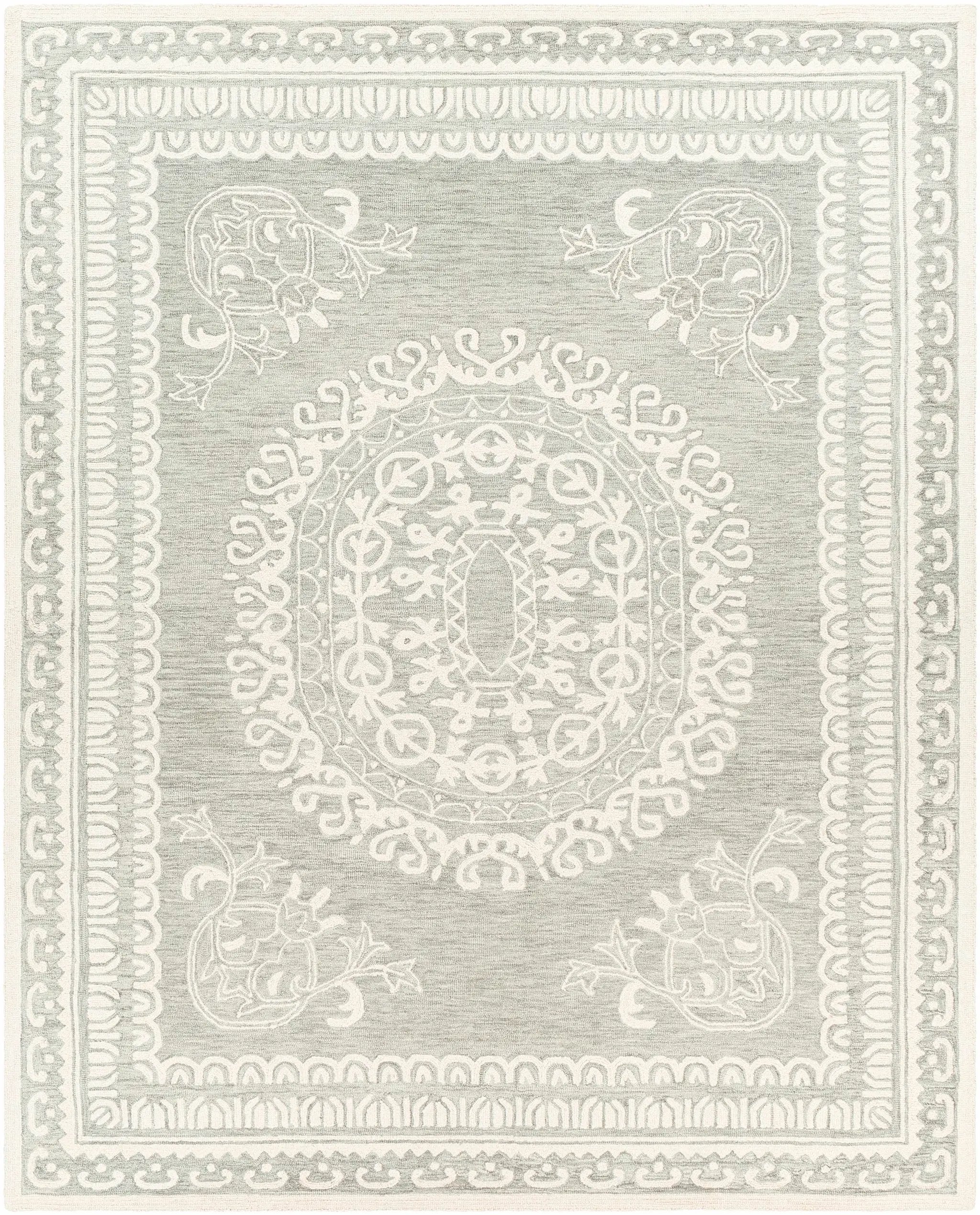 Parson Ivory/Sage Wool Area Rug by Boutique Rugs