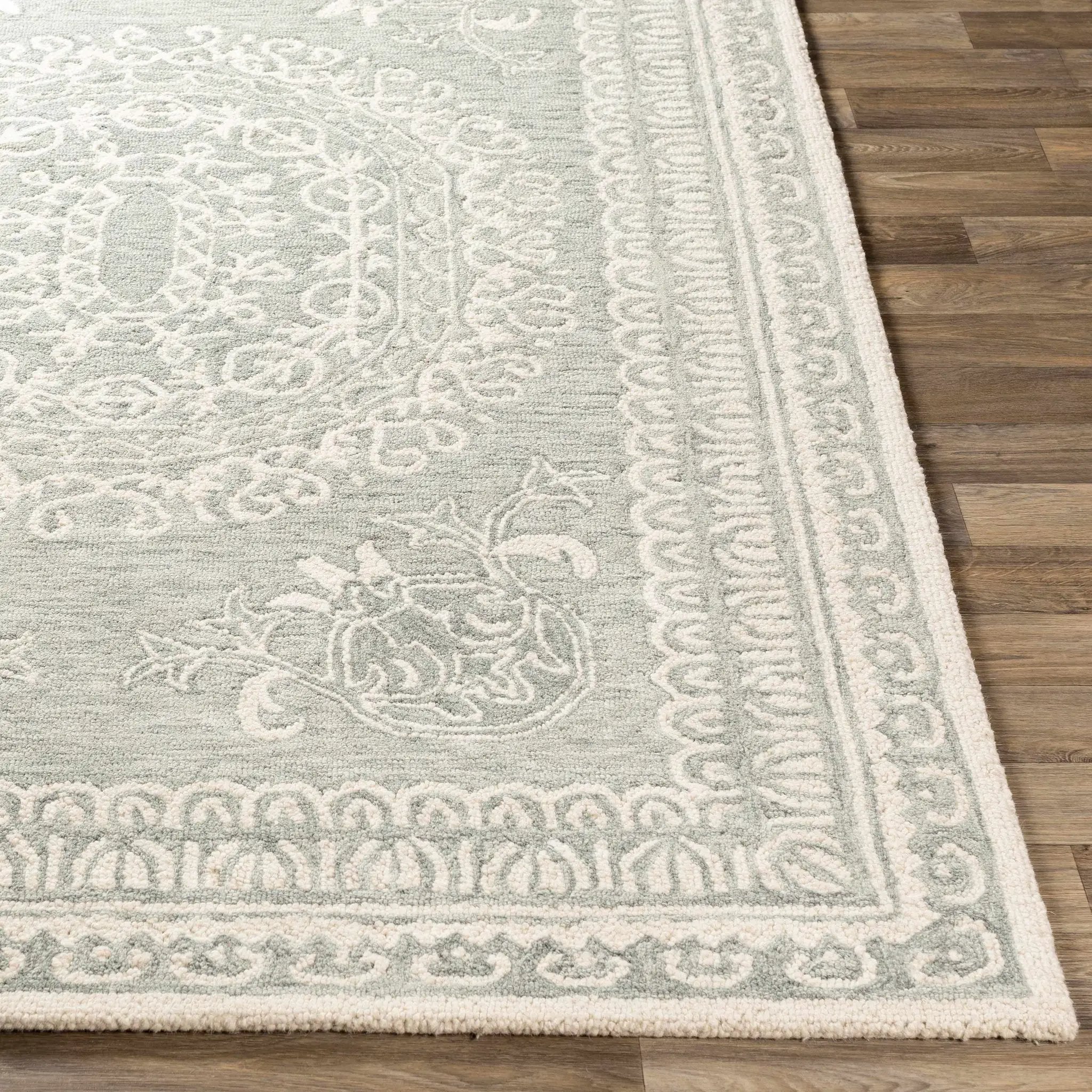 Parson Ivory/Sage Wool Area Rug by Boutique Rugs