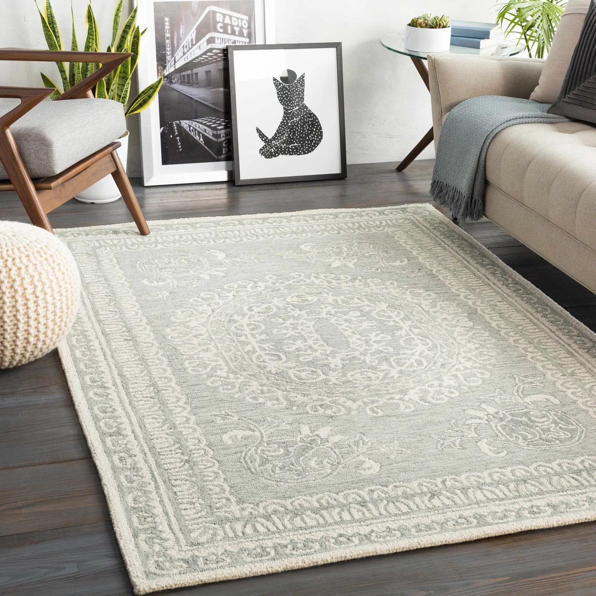 Parson Ivory/Sage Wool Area Rug by Boutique Rugs