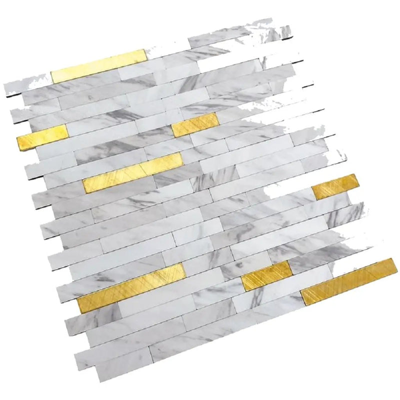 White Gold 10x12 Polished Brick PVC Peel & Stick Tile (10 pack, 9.26 sq ft/case) by Apollo Tile