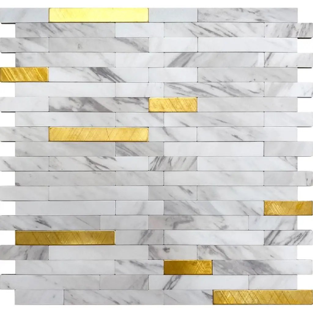 White Gold 10x12 Polished Brick PVC Peel & Stick Tile (10 pack, 9.26 sq ft/case) by Apollo Tile