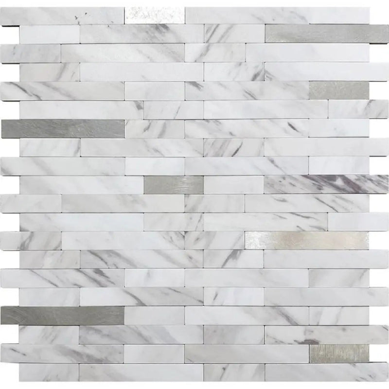 White Silver 10x12 Polished Brick PVC Peel & Stick Tile (10 pack, 9.26 sq ft/case) by Apollo Tile