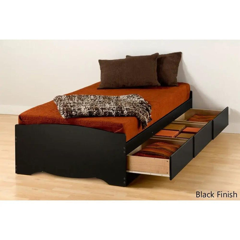 Twin XL Platform Bed Frame with 3 Storage Drawers in Black by HomePacific
