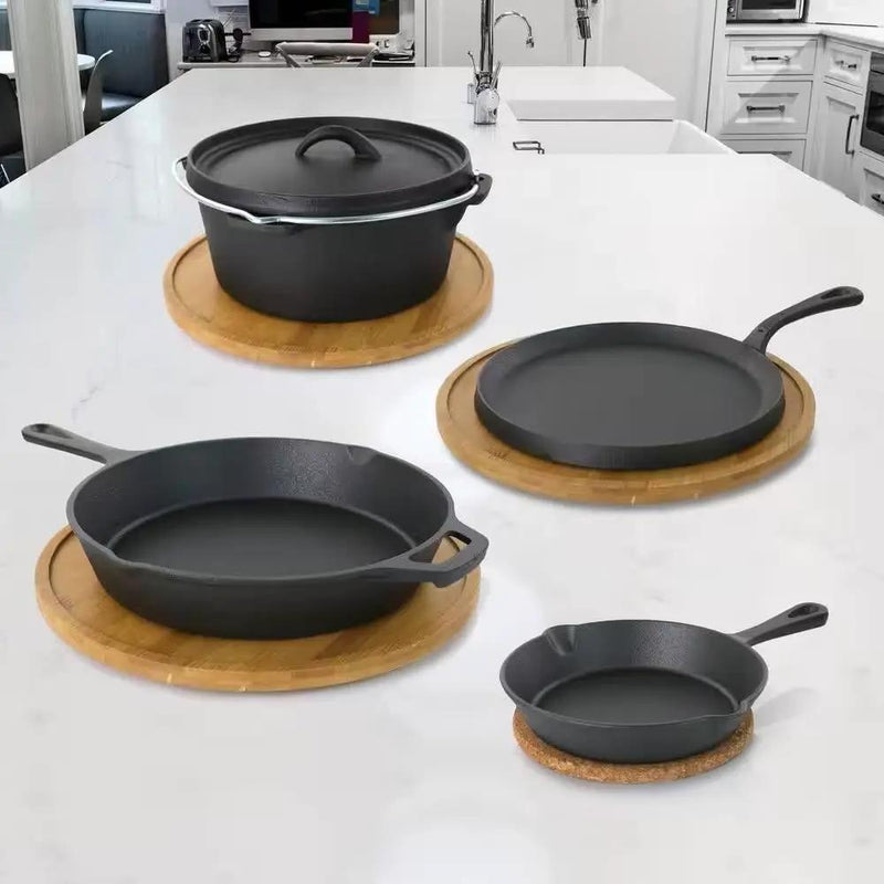5-Piece Cast Iron Cookware Set with Dutch Oven Griddle and 2 Skillets by HomePacific