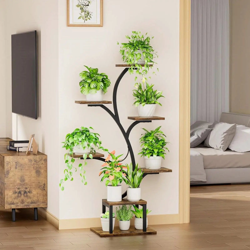 Modern 49-inch Tall Indoor Plant Stand Display Shelf with Grow Lights by HomePacific