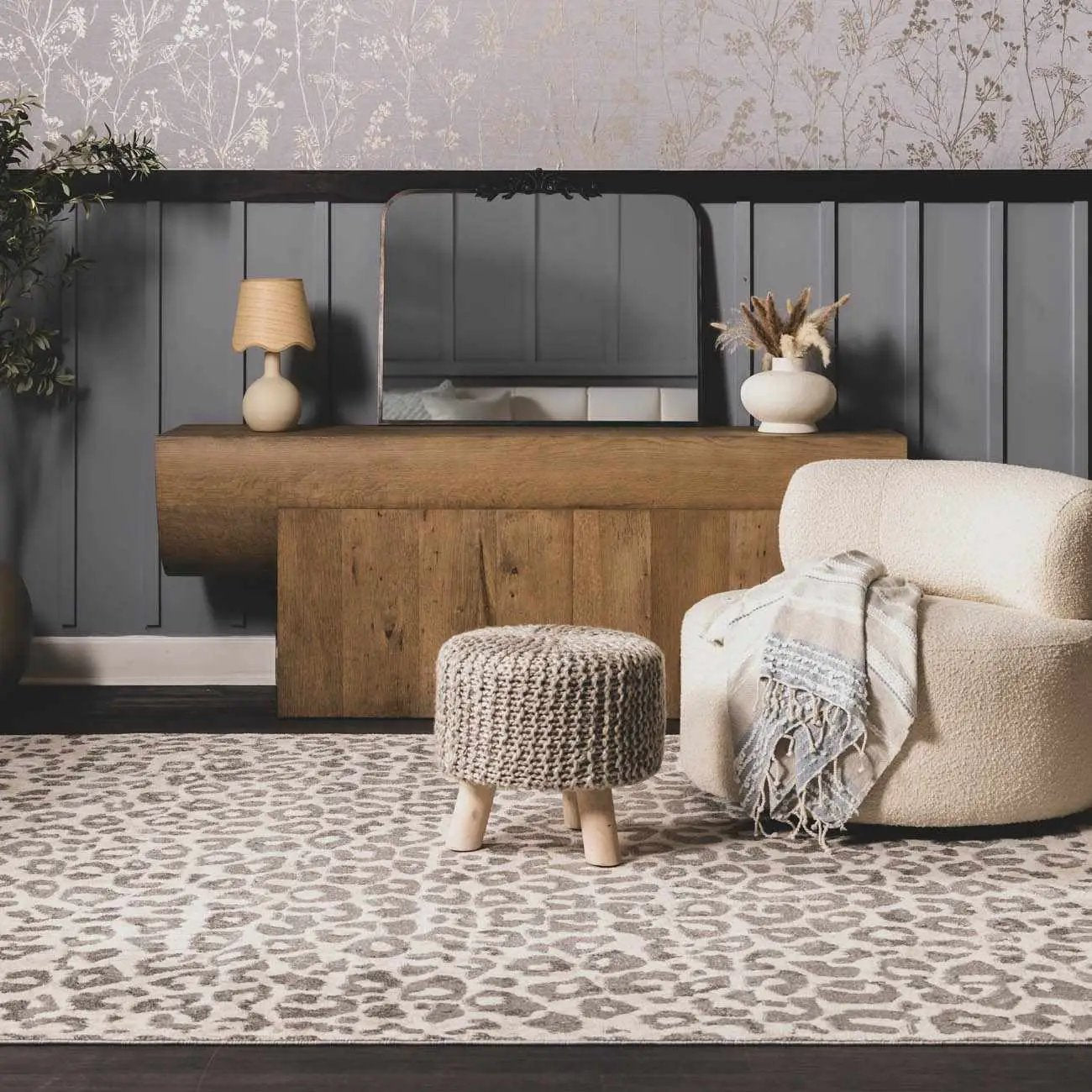 Beige Liversedge Leopard Print Area Rug by Boutique Rugs