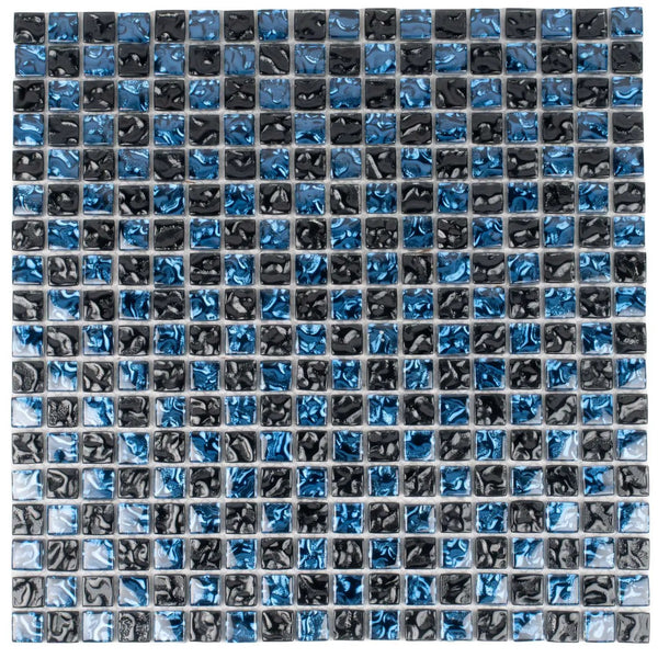 Blue Black 12x12 Glossy Square Glass Mosaic Tile (5 pack, 4.75 sq ft/case), photo 2 of 6