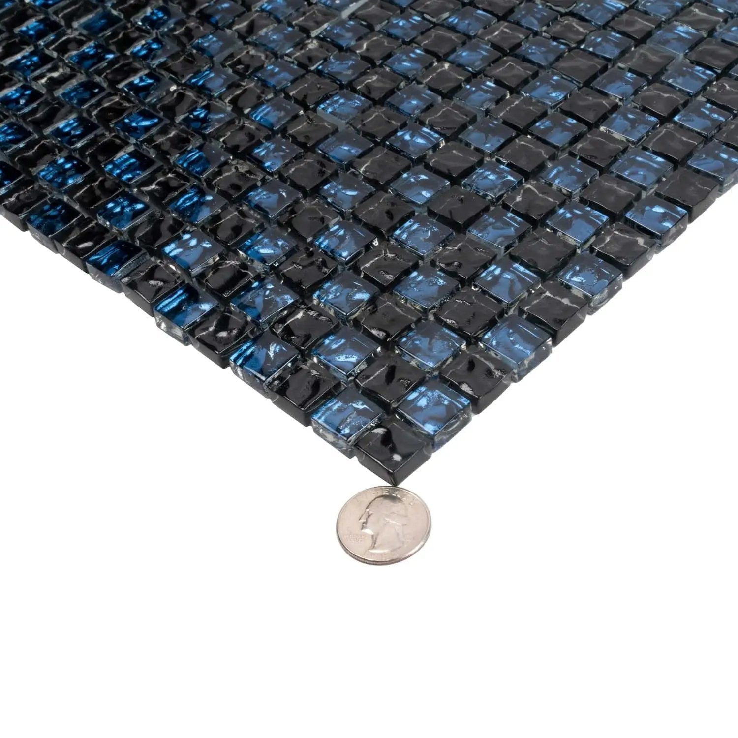 Blue Black 12x12 Glossy Square Glass Mosaic Tile (5 pack, 4.75 sq ft/case) by Apollo Tile