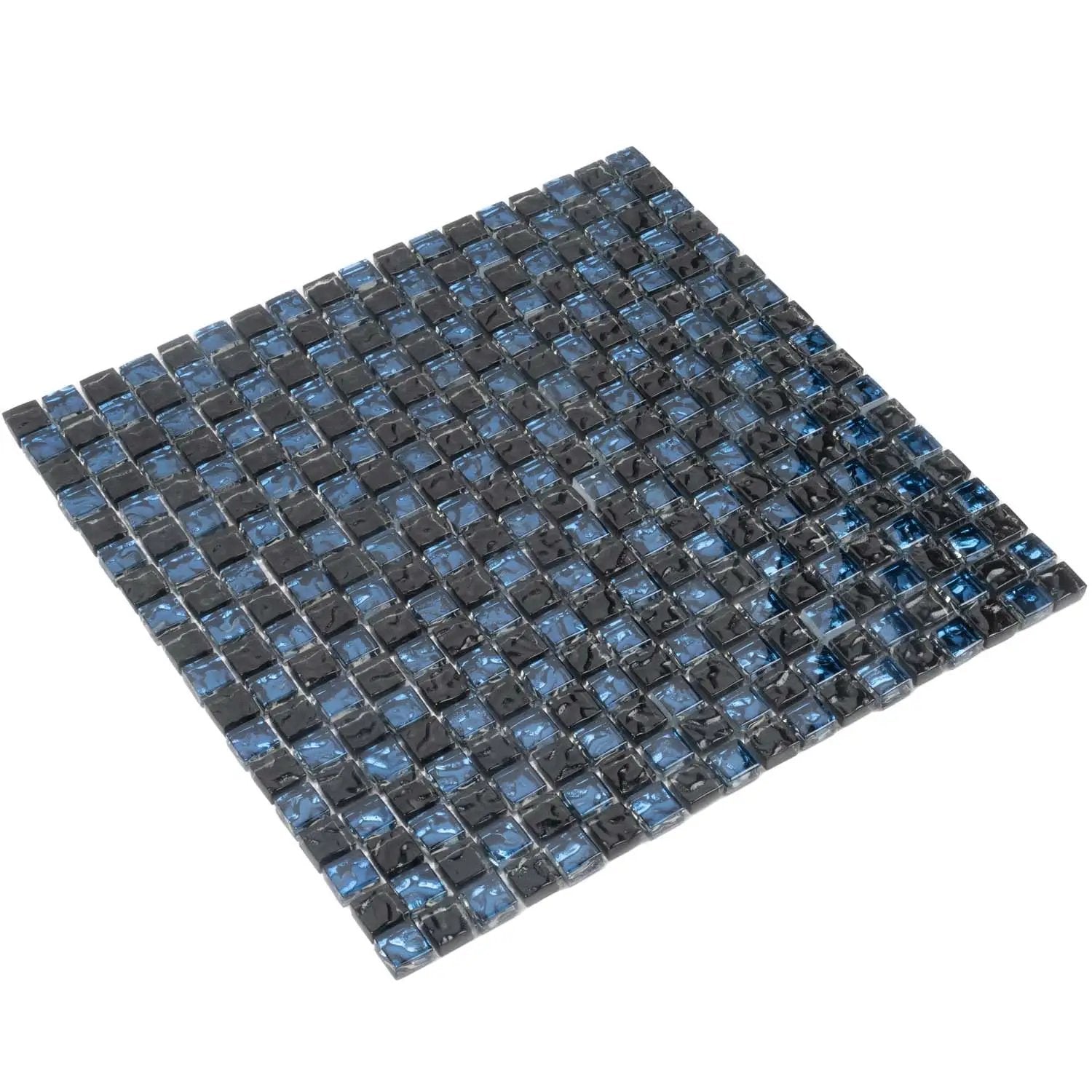 Blue Black 12x12 Glossy Square Glass Mosaic Tile (5 pack, 4.75 sq ft/case) by Apollo Tile