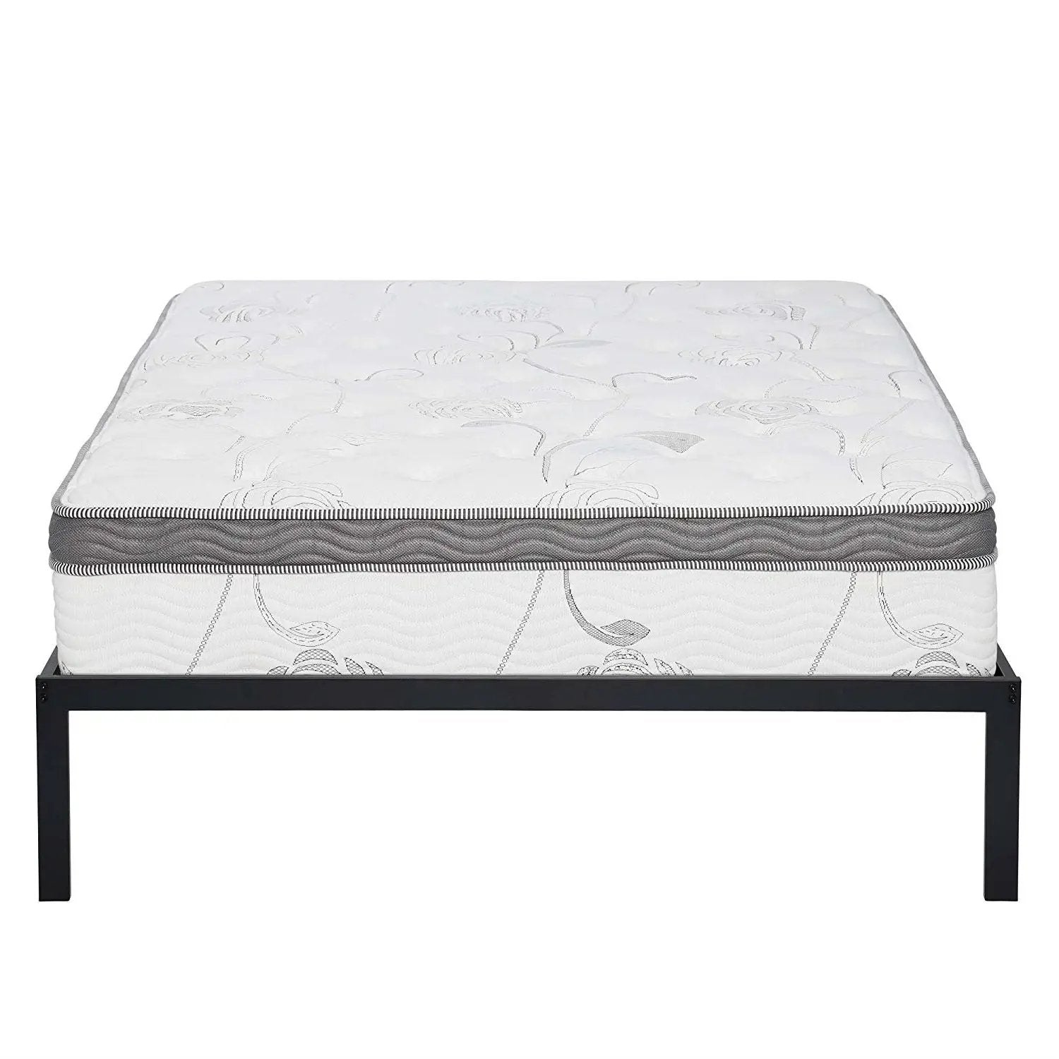 Twin Size Heavy Duty Metal Platform Bed Frame with Wooden Slats by HomePacific