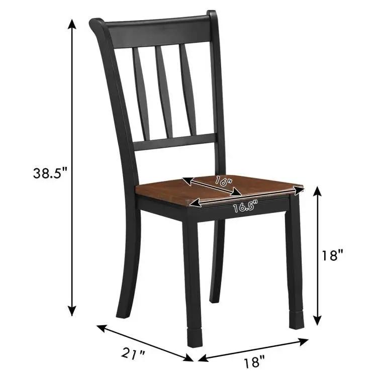 Set of 2 Solid Wood Black Mission Style Armless Dining Chairs with Brown Seat by HomePacific