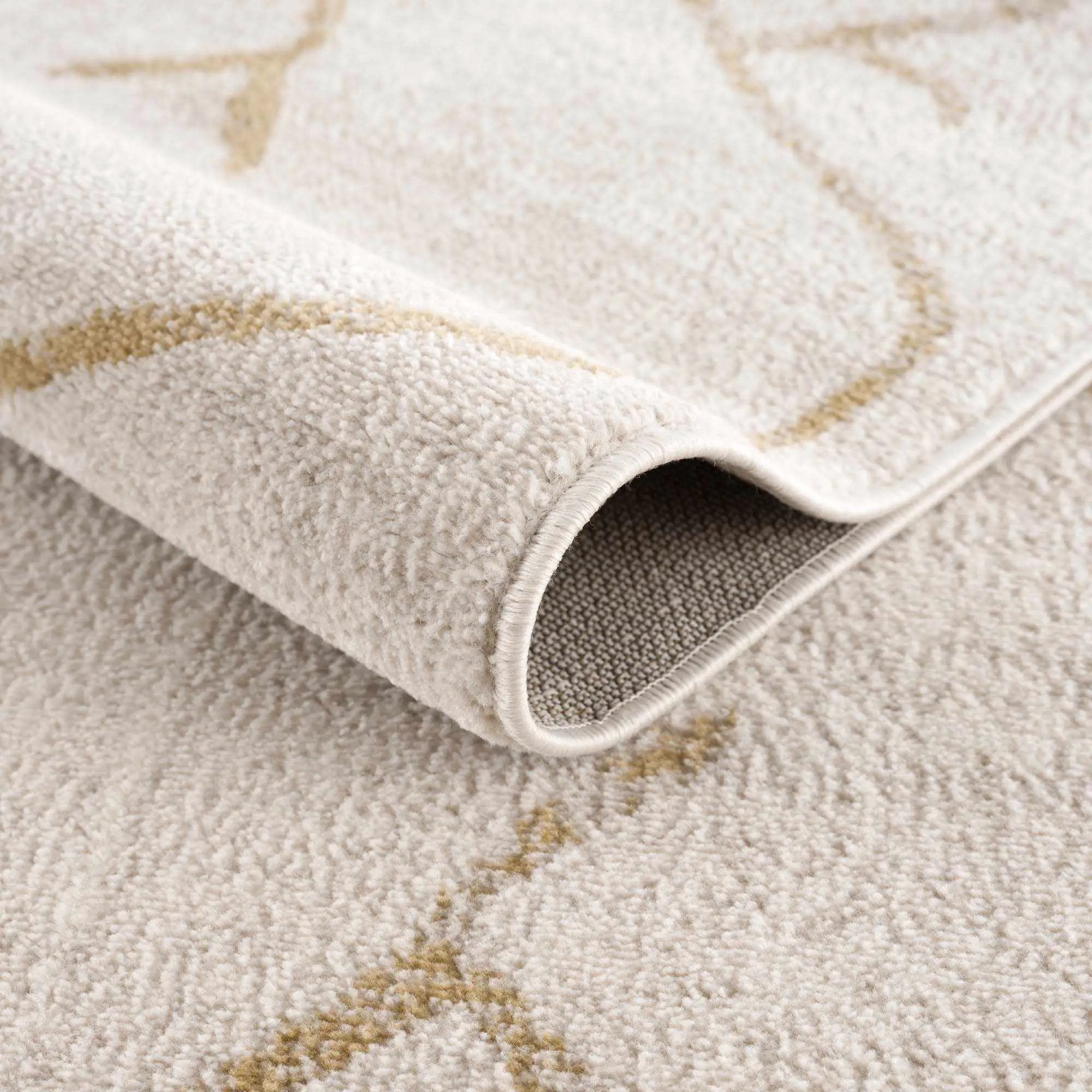 Azzan Cream & Gold Area Rug by Hauteloom