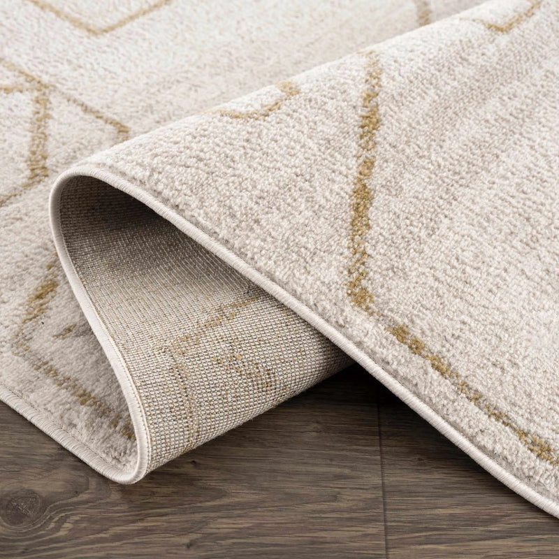 Azzan Cream & Gold Area Rug - Clearance by Boutique Rugs