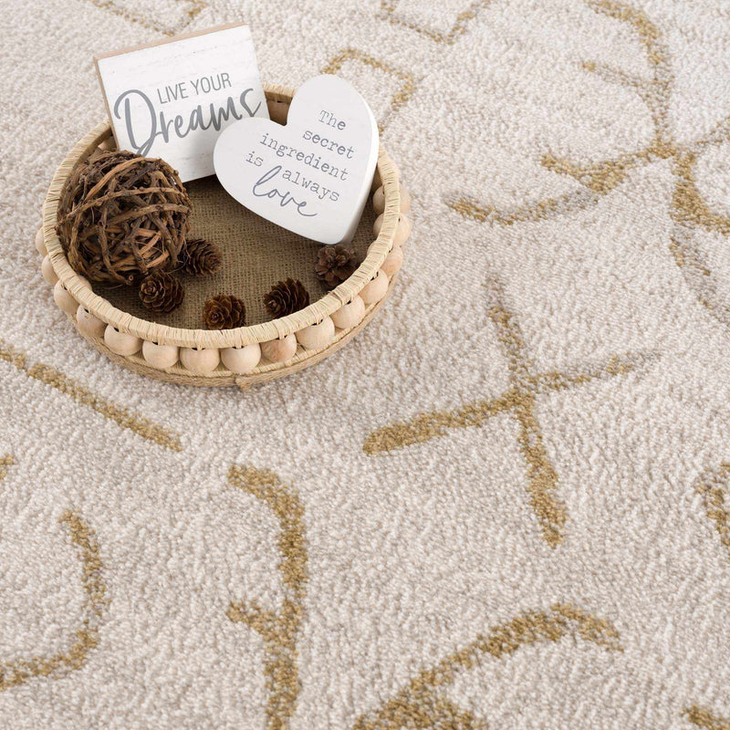 Azzan Cream & Gold Area Rug - Clearance by Boutique Rugs