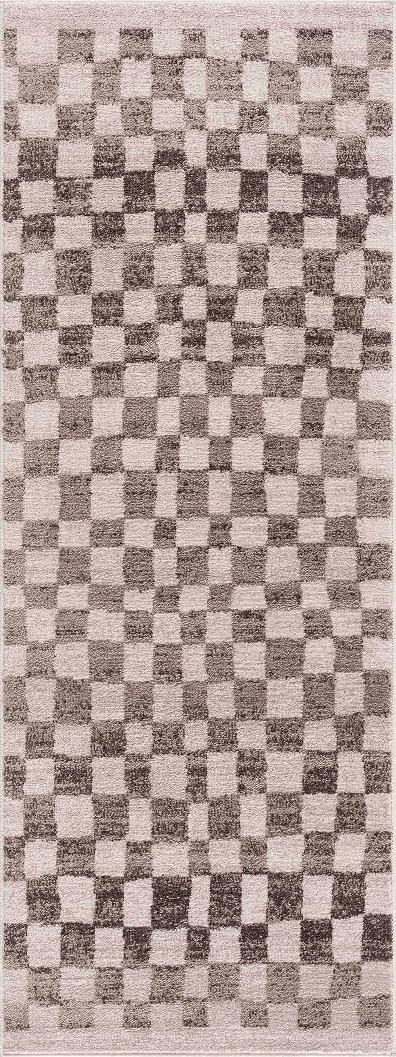 Benjy Beige Checkered Area Rug by Hauteloom