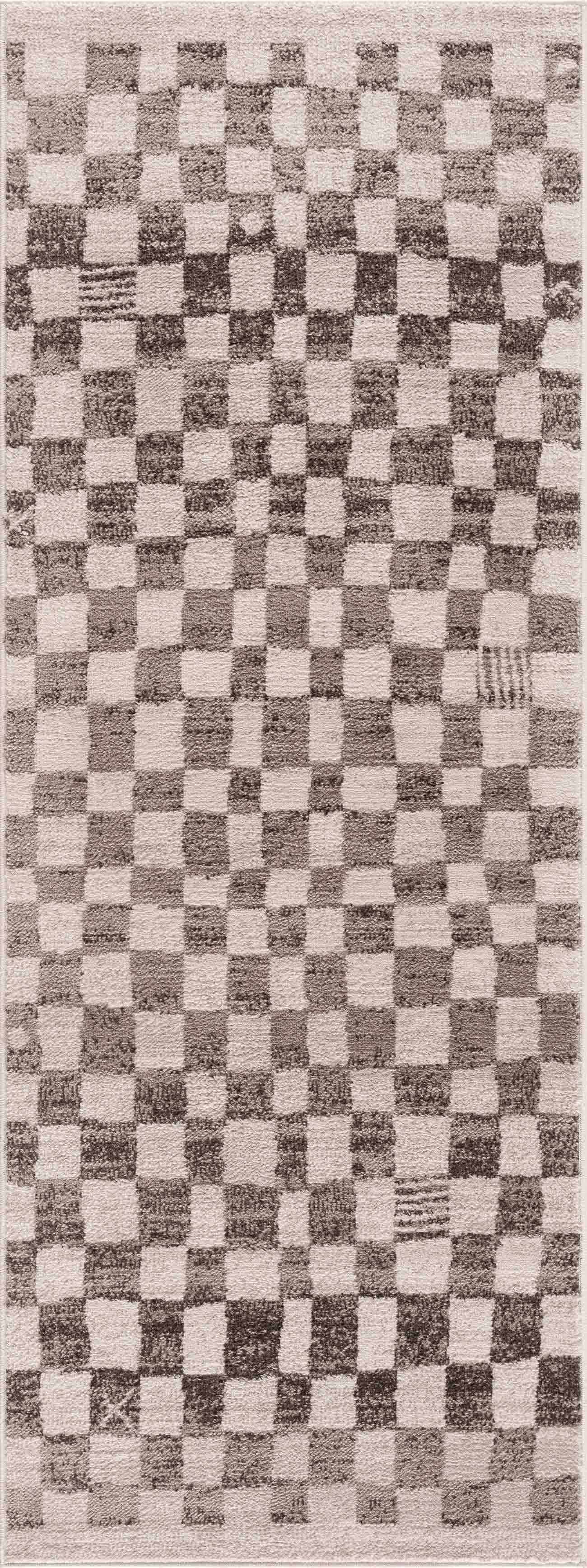 Benjy Irregular Checkboard Rug - Beige by Boutique Rugs