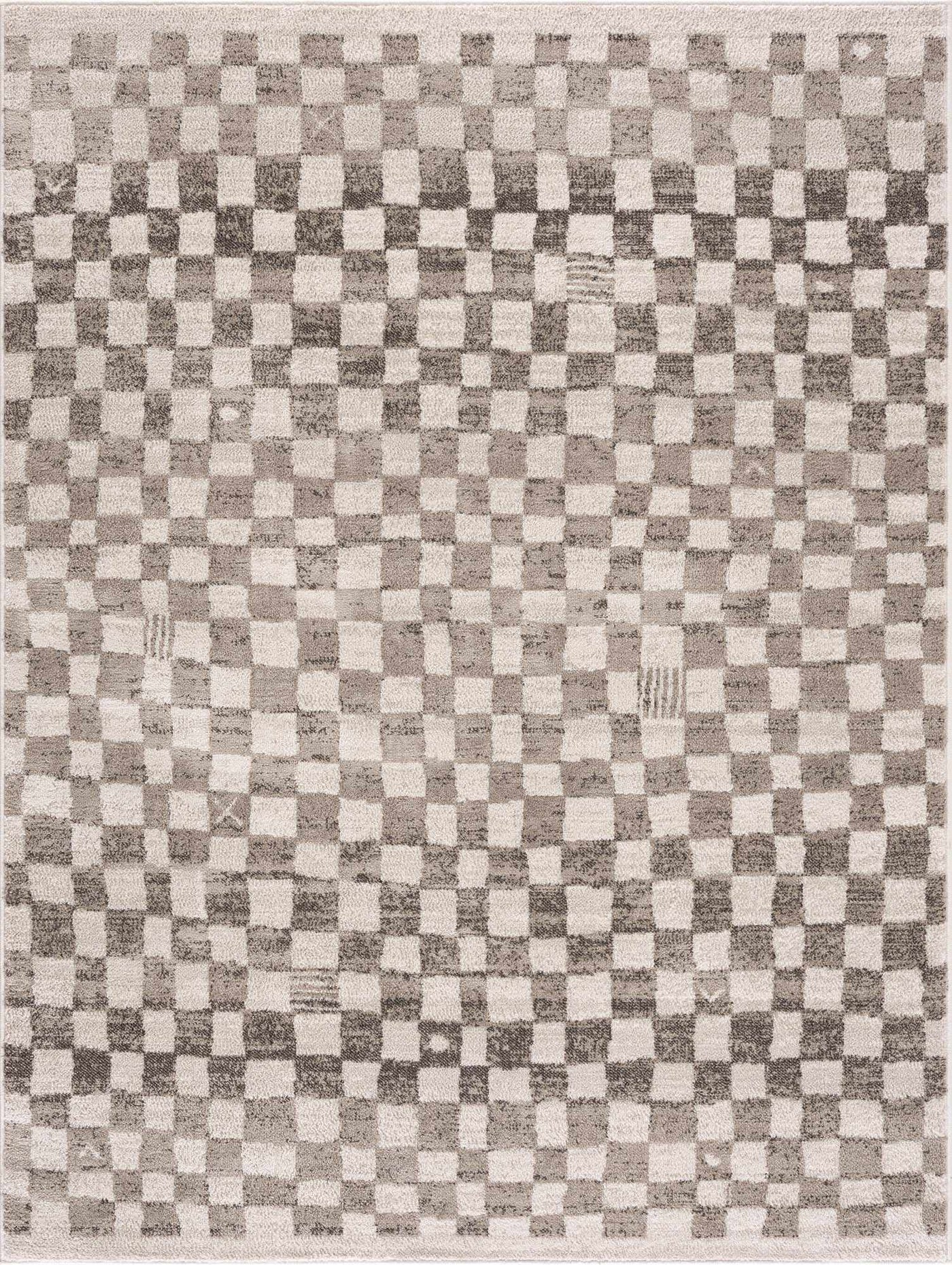 Benjy Irregular Checkboard Rug - Beige by Boutique Rugs