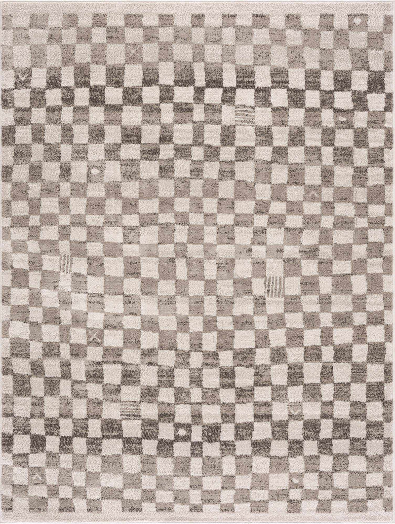 Benjy Irregular Checkboard Rug - Beige by Boutique Rugs