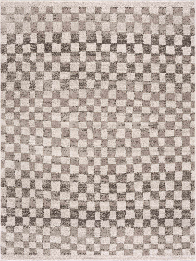 Benjy Beige Checkered Area Rug by Hauteloom