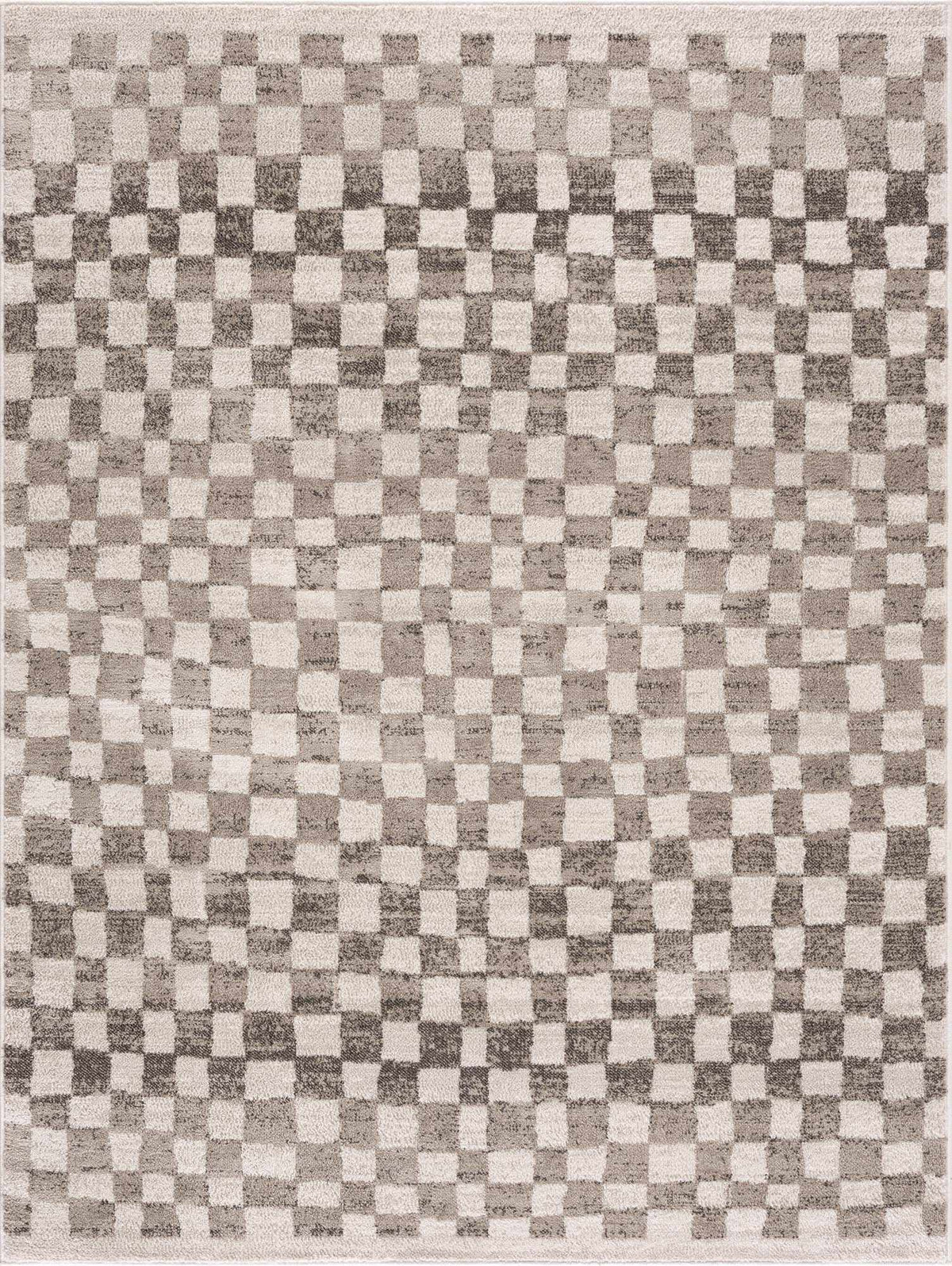 Benjy Beige Checkered Area Rug by Hauteloom